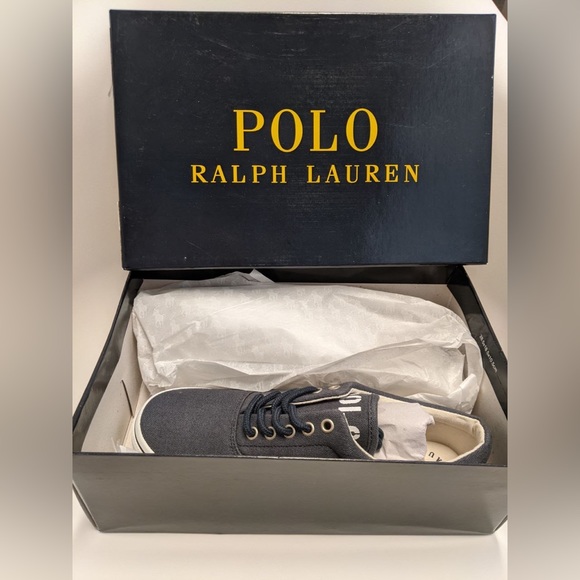 NEW POLO Ralph Lauren Canvas Sneakers Junior Size 6 - Picture 2 of 9